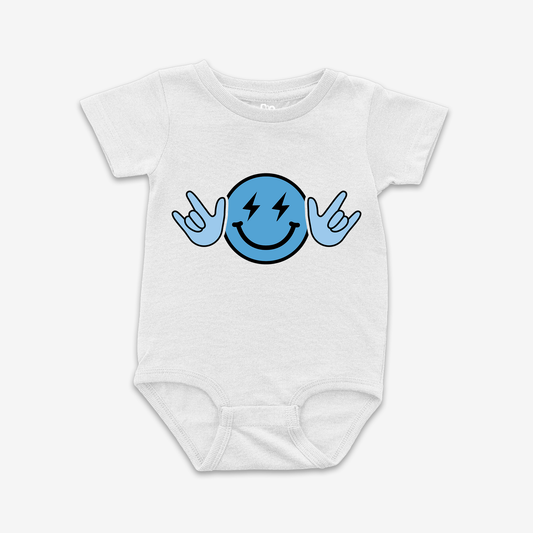 Blue Smiley ILY Onesie Tee