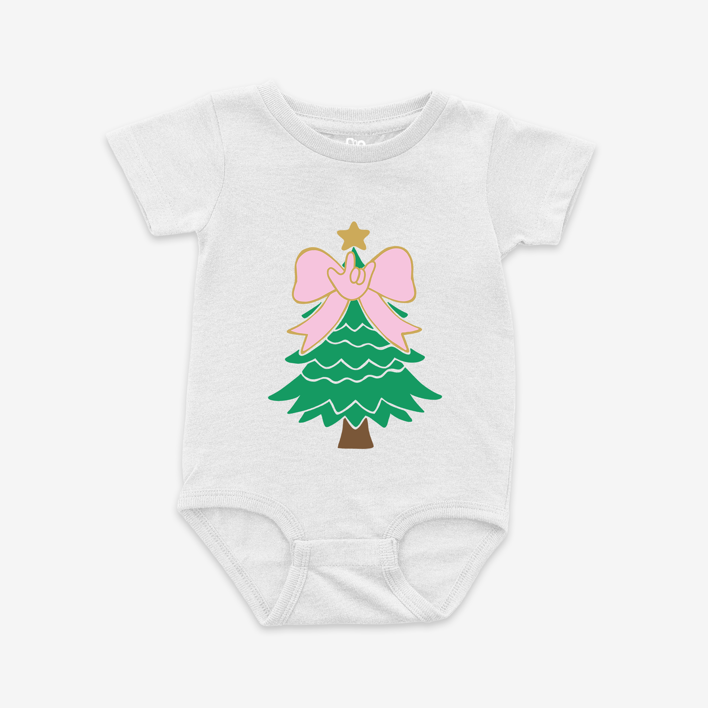Bow Xmas Tree Onesie Tee