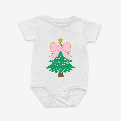 Bow Xmas Tree Onesie Tee