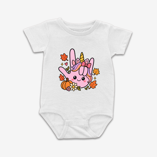 Fall Unicorn ILY Onesie Tee