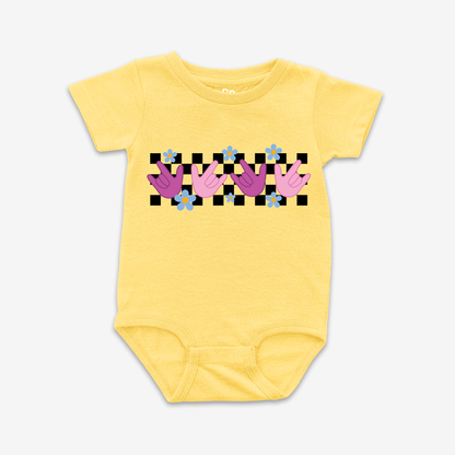 ILY Flower Checkered Onesie Tee