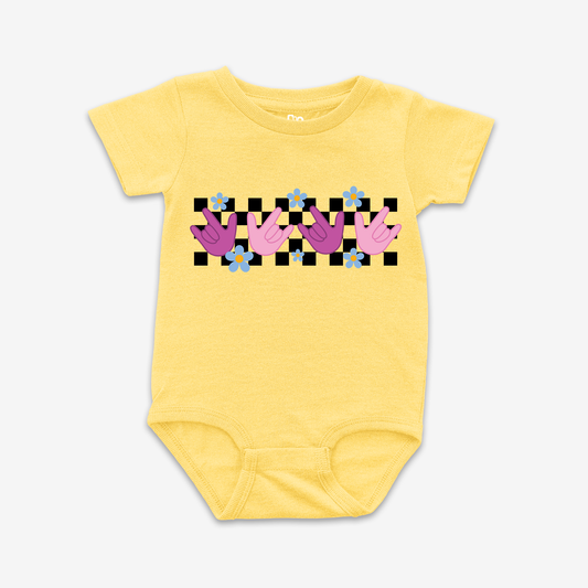 ILY Flower Checkered Onesie Tee